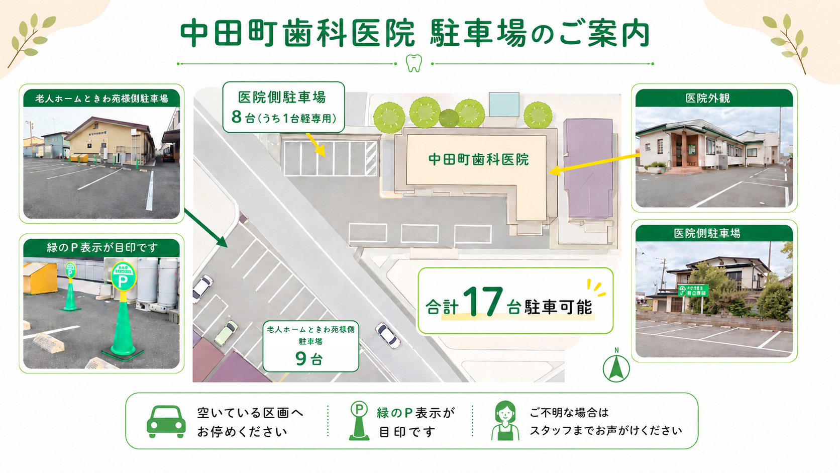 中田町歯科医院　駐車場のご案内